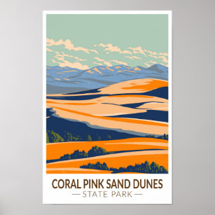 Poster Coral Pink Sand Dunes State Park Utah Vintage