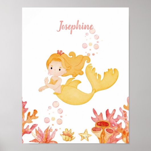Poster Coral Reef Dreams Mermaid personnalisable (Devant)