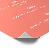 Poster Coral rose moderne Script Mariage Bar Menu (Coin)