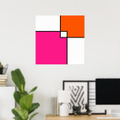 Poster Coral rose Orange blanc Carrés (Bureau à domicile)