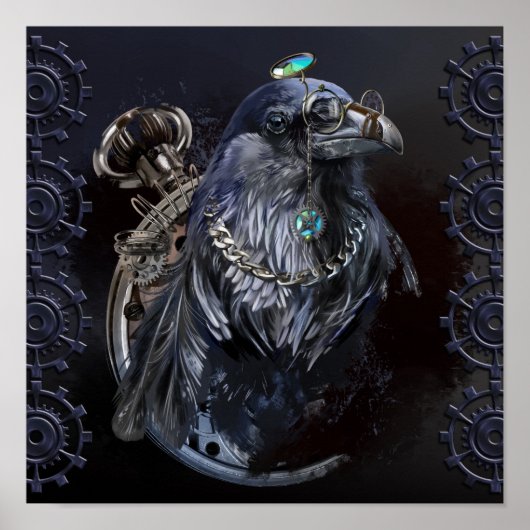 Poster Corbeau à la vapeur. Dessin aquarelle (Devant)