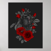 Poster Corbeau avec la clé et les roses (Devant)