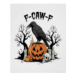 Poster Corbeau drôle, F-Caw-F, Corbeau crâne, Corneille g