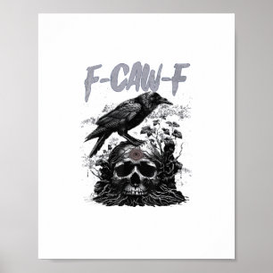 Poster Corbeau drôle F-Caw-F Funny Halloween Rétro Classi