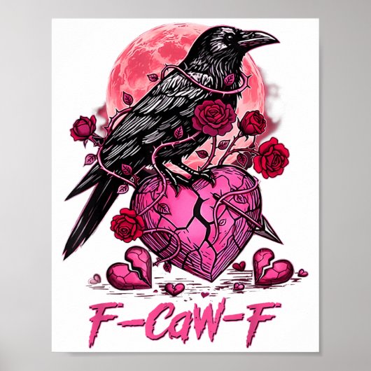 Poster Corbeau drôle F-caw-f Saint Valentin Oiseau noir F (Devant)