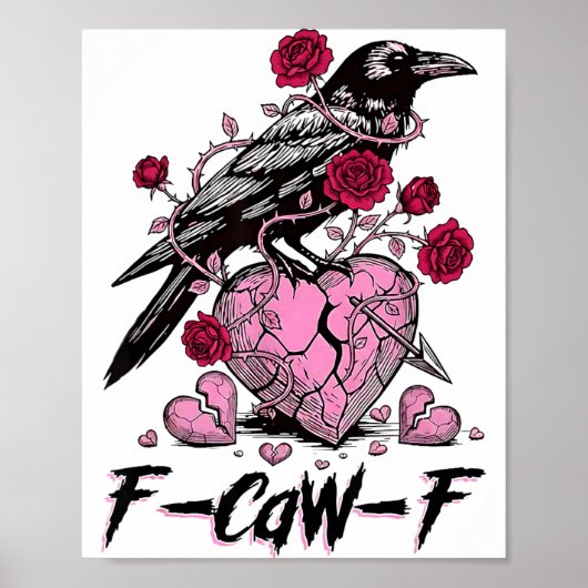 Poster Corbeau drôle F-caw-f Saint Valentin Oiseau noir F (Devant)