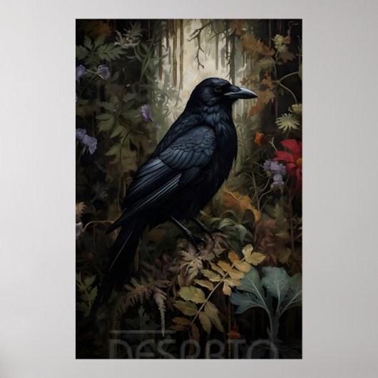 Poster Corbeau en forêt imprimable, Portrait d'un mur de  (Devant)