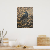 Poster Corbeau et feuilles de Ginkgo (Cuisine)