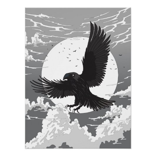 Poster Corbeau et Lune (Devant)