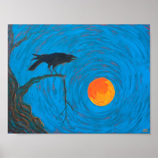 Poster Corbeau et Pleine lune (Devant)
