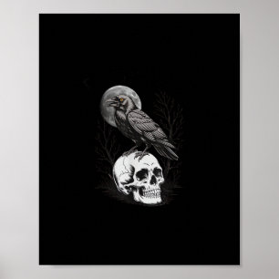 Poster Corbeau, F-Caw-F Oiseau Drôle Lune Gothique Humour