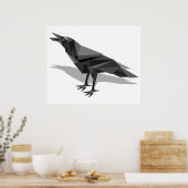 Poster Corbeau Géométrique Cubiste Gris Triangles (Cuisine)