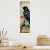 Poster Corbeau gothique rouge et Rose (Cuisine)
