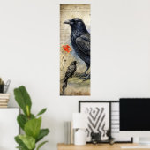 Poster Corbeau gothique rouge et Rose (Bureau à domicile)