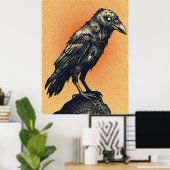 Poster Corbeau gothique sur tons de pêche doux (Bureau à domicile)