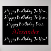 Poster Corbeau noir et blanc Chanson d'anniversaire perso (Devant)