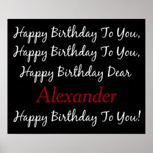 Poster Corbeau noir et blanc Chanson d'anniversaire perso
