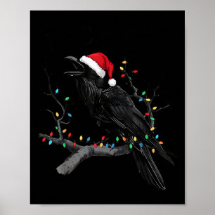Poster Corbeau noir, F-caw-f drôle de corbeau de Noël cha