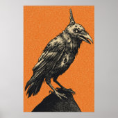 Poster Corbeau sombre perché sur un rocher dentelé (Devant)