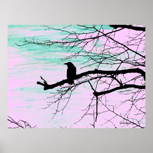 Poster Corbeau sur l'arbre (Devant)