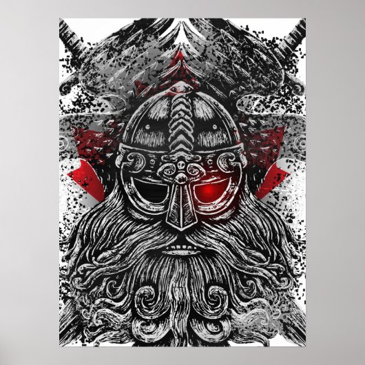 Poster Corbeaux d'Odin épées Mythologie Viking drapeau Ca (Devant)