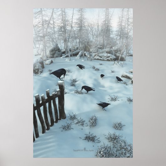 Poster Corbeaux sur la neige (Devant)