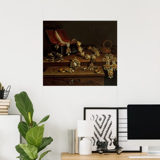 Poster Corbeille de bijoux sur une table (Bureau à domicile)