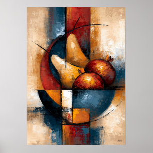 Poster Corbeille de fruits abstraite Nashi Zakuro avec de