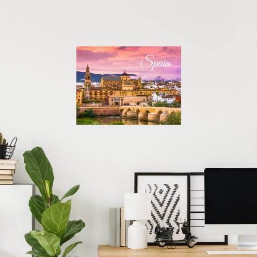 Poster Cordoue, Espagne Belle vue coucher de soleil (Bureau à domicile)