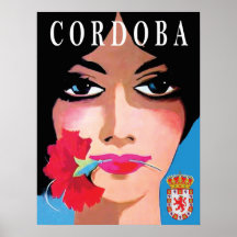 Cordoue, Espagne, visage d'une belle femme, fleur