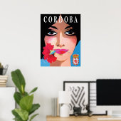 Poster Cordoue, Espagne, visage d'une belle femme, fleur (Bureau à domicile)