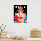 Poster Cordoue, Espagne, visage d'une belle femme, fleur (Cuisine)