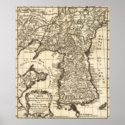 Poster CoréeCarte panoramiqueCorée (Devant)