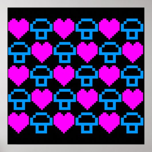 Poster Corey Tiger 80s Retro 8bit Mushroom Love (Devant)