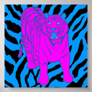 Poster Corey Tiger 80s Retro Growling Tiger