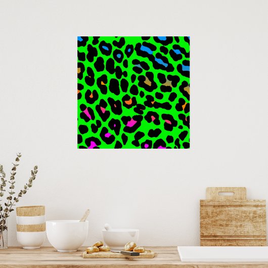 Poster Corey Tiger 80s Retro Leopard Motif (Cuisine)