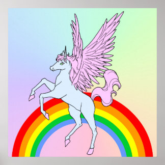 Poster Corey Tiger 80s Style Vintage Unicorn Arc en ciel