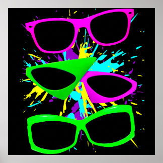 Poster Corey Tiger 80s Vintage Lunettes de soleil Neon Sp