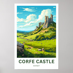 Poster Corfe Castle Dorset Travel Print