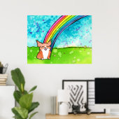 Poster Corgi À La Fin De L'Arc En Ciel (Bureau à domicile)