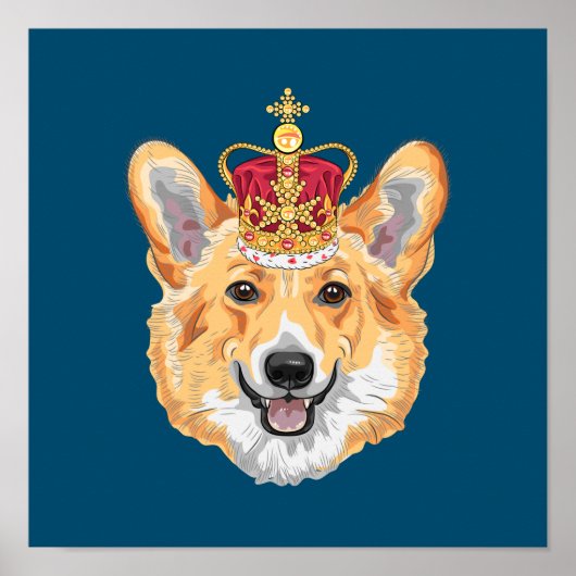 Poster Corgi avec couronne (Devant)