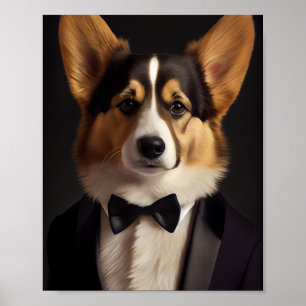 Poster Corgi avec cravate arc