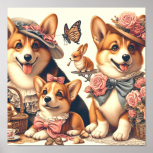Poster Corgi cardigan gallois Vintage