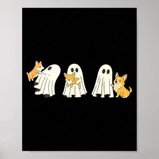 Poster Corgi Chien Fantôme d'Halloween (Devant)