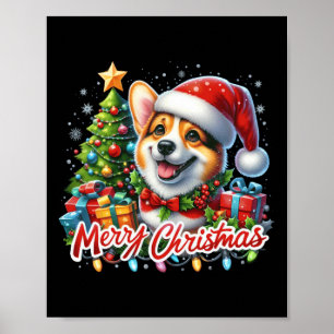 Poster Corgi Chien Joyeux Noël Corgmas Corgmes Noël