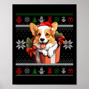 Poster Corgi Chien Noël Douille moche Famille Corresponda