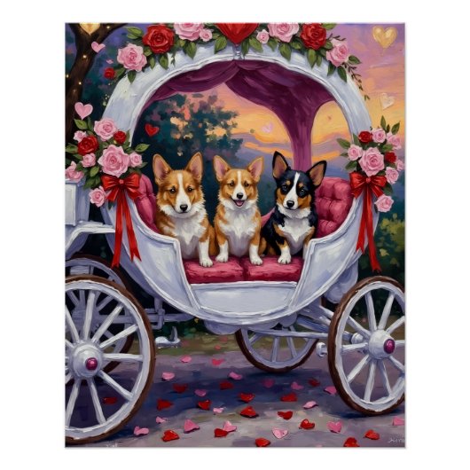 Poster Corgi Chien Saint-Valentin (Devant)