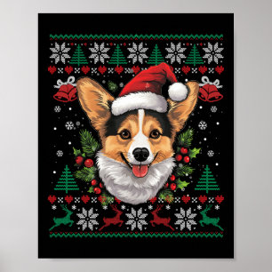 Poster Corgi Christmas Père Noël Ugly Sweater Amoureux de