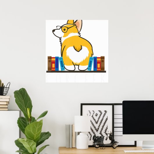 Poster Corgi - Corgeek Funny Book Nerd Geek Dog (Bureau à domicile)