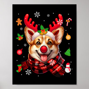 Poster Corgi Cosplay Reindeer Costume de Noël Propriétair
